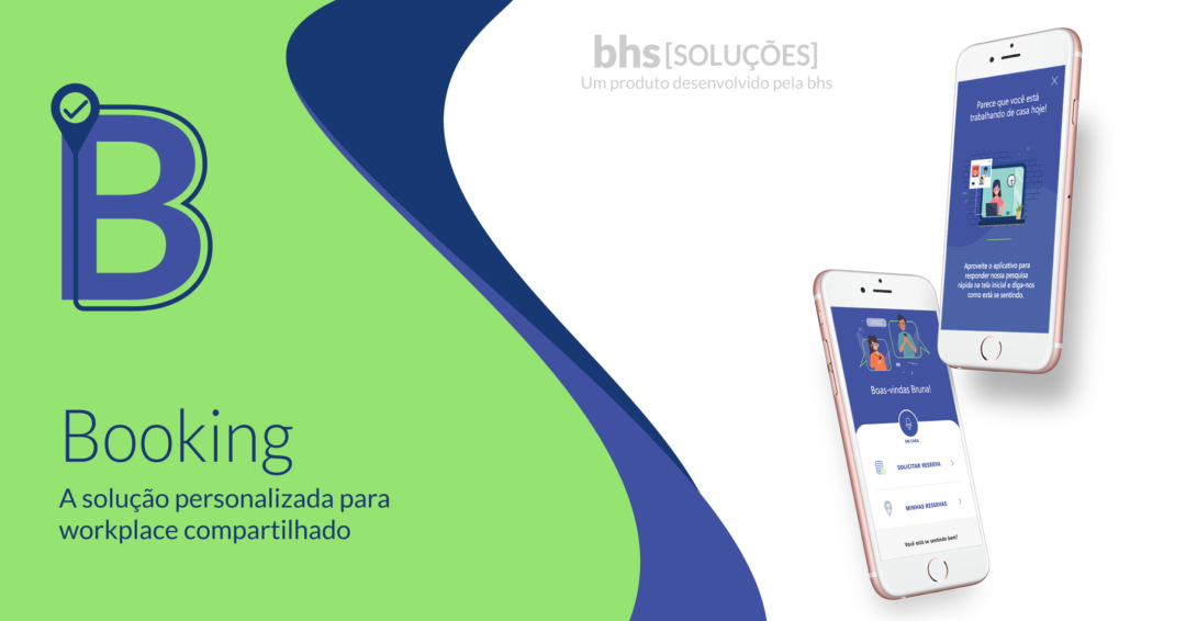 montagem com tela do app booking em dois smartphones